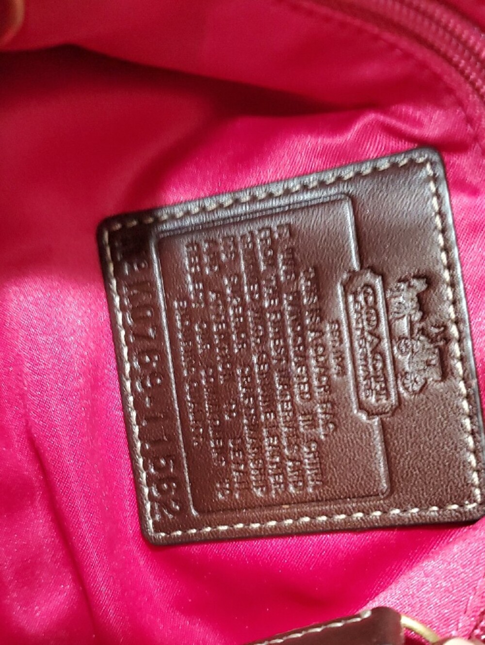 Coach Brown Signature Canvas Pink Center Stripe and Coral Trim - Picture 9 of 9